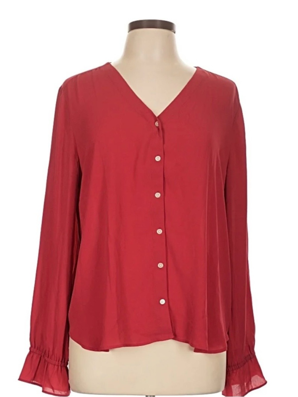 Loft PLUS SIZE 16 Red V-Neck Button Front Blouse